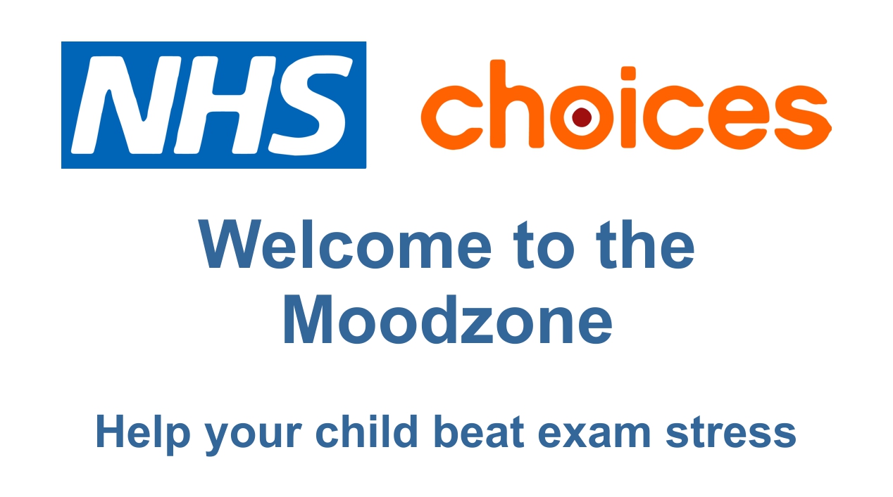 This image is a link to NHS choices website, exam stress help in the Moodzone.